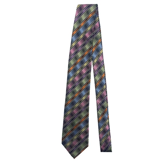 Van Heusen Necktie Men's Multi-color Striped Purple Paisley 2-Piece Set - Picture 2 of 11